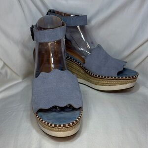 Crown Vintage Women's Daffodil Blue Espadrille Wedges Sz 8